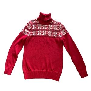 Breckinridge Woman’s Red Turtleneck Snowflake Winter Christmas Sweater Small